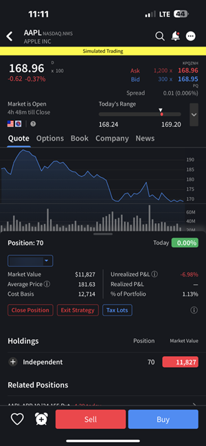 The quote details on the iPhone. 